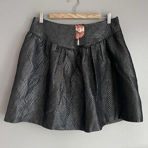 Necessary Objects Vintage Y2K Mini Skirt Black Metallic Goth Pleated Large NWT